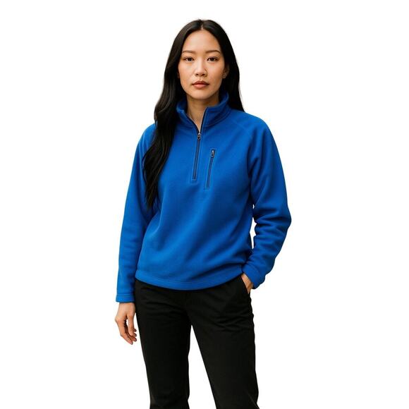 Vintage LL Bean Blue Long Sleeve 3/4 Zip Fleece size Large - Picture 1 of 5